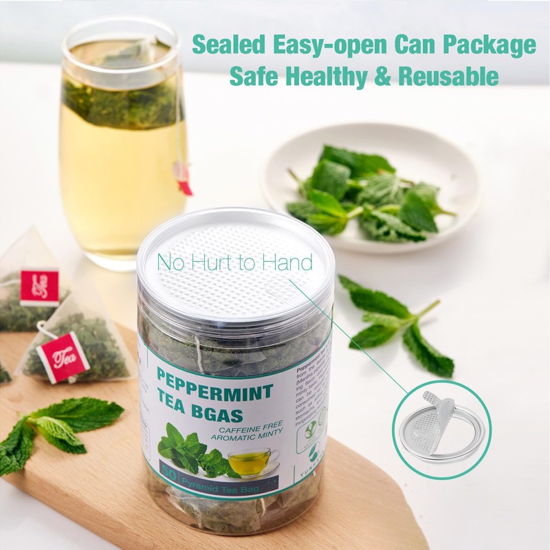50 Peppermint Tea Bags, Herbal Mint Tea Bags, Traditional Dried