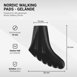 Nordic Walking - Trekking Pads - 12 Stück / 6 Paar - für alle gängigen Modelle - Gelände und Asphalt - Pads für Nordic Walking Stöcke (12 Stück / 6 Paar)