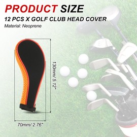 PATIKIL Golf Club Head Cover, 12 Pcs Number Golf Club Irons Covers Neoprene Driver Headcover Golf Lovers Gifts for Men Women, Black/Orange