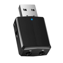 Retoo Bluetooth 5.0 Adapter USB Audio Empfänger mit 3,5mm AUX Kabel 2 in 1 Transmitter Receiver für Auto PC TV mit Rauschunterdrückung und Freisprechanlage im Auto Reichweite 10m