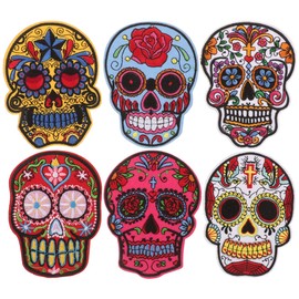 VILLCASE 6 Unidades Parches de Calavera, Apliques de Costura