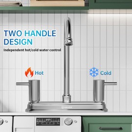 SOLVEX 2 Handle Kitchen Sink Faucet, High Arc 360 Swivel Stainless Steel Pipe 3 Hole Kitchen Faucet, Commercial Modern Chrome Kitchen Sink Faucet, US-SP-80092