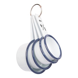Argon Tableware 4 Piece Measuring Cup Set - Blue - Stackable Nesting Metal Kitchen Gadget Utensils Set Enamel Measuring Cups for Dry or Liquid Baking & Cooking Ingredient Measurements