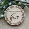 And then there were five Wooden Disc, Baby announcement Pregnancy
