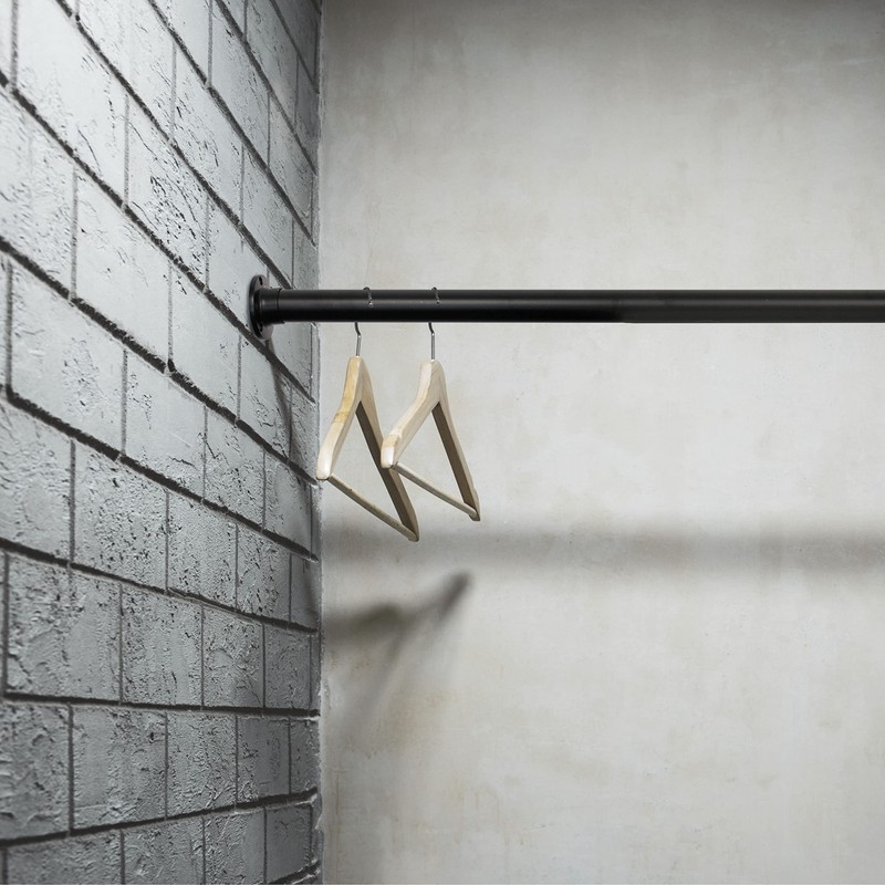 Wardrobe Rail Black Mounted Kit for Clothes Hanging (1 rail,