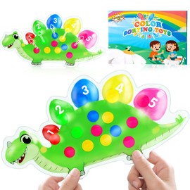 Dinosaur Colour Sorting Game Counting Super Soft Squeeze Sensory Toy for Toddlers Montessori Educational Game Colour Recognition Fine Motor Skills Training Travel Anti-Stress Toy from 3 Years (Green)
