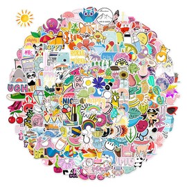 300 pcs Cute Vsco Aesthetic Stickers, Street Fashion Sticker, Vinyl Waterproof Cartoon Graffiti Stickers for for Laptop, Water Bottle, Skateboard, Suitcase, Book, Bicycle, Suitable for Kids, Girls.