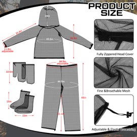 2 Sets Mosquito Net Suit Tick Net Pants Jacket Mittens and Socks Insect Proof Body Clothing Outdoor Hunting Camping Climbing (Black)