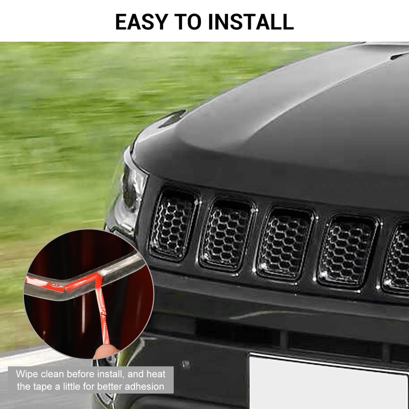 Jimen Compatible with Jeep Compass 2021-2023, 7PCS Front Grille Inserts