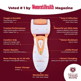 Own Harmony Electric Callus Remover Rechargeable Electronic Foot File CR900 with 3 Rollers Professional Pedi Feet Care Sander for Cracked Heels & Hard Skin, Peach