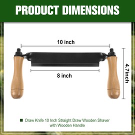 Lanties Draw Knife 10 Inch Straight Draw Wooden Shaver with Wooden Handle Drawknife Debarking Tool Wood Scraper for Woodworking Tool Bark Peeling Removal