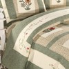 vctops Farmhouse Green 3 Piece Embroidered Floral Quilted Bedspread Quilt