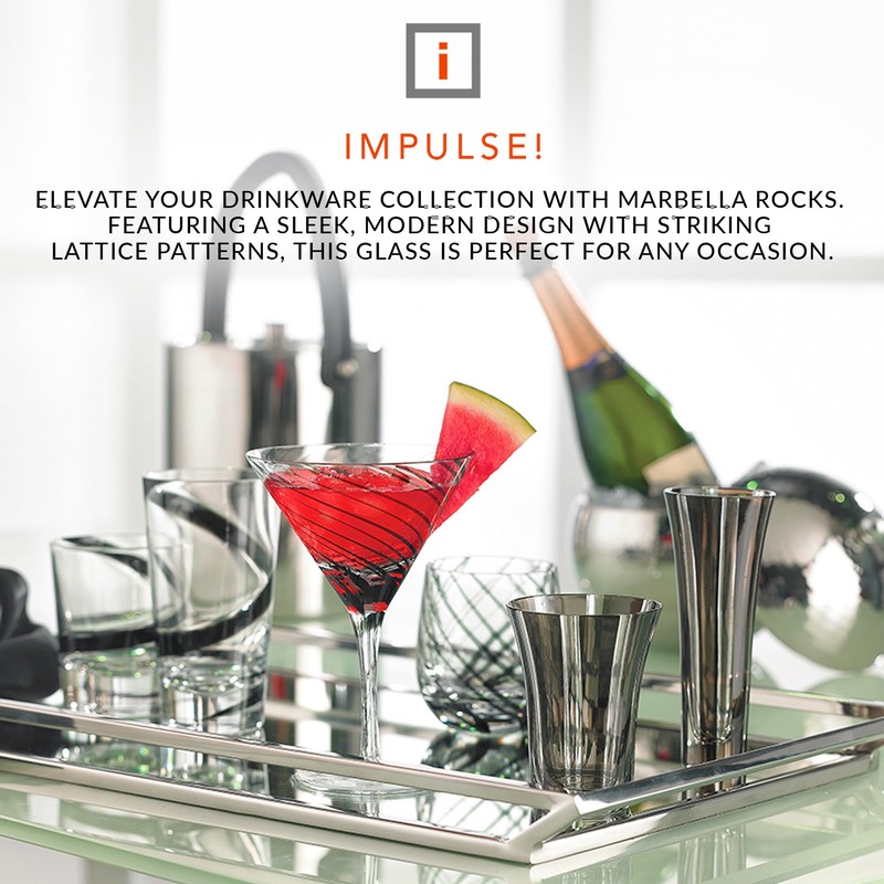 IMPULSE! Marbella Rocks Vintage Black Glassware Set of 4 -