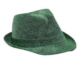 blinkee Glittery Finish Soft Green Fabric Fedora Hat Non Light Up