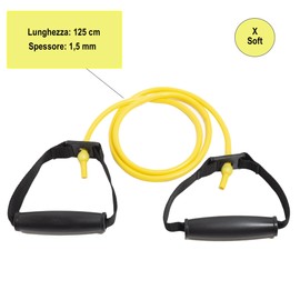 Gima - Latex Tube with Pre Attached Handles Covered in Thermoplastic Foam or TPR, Yellow color, Strength Level X-Light, Length 125 cm.
