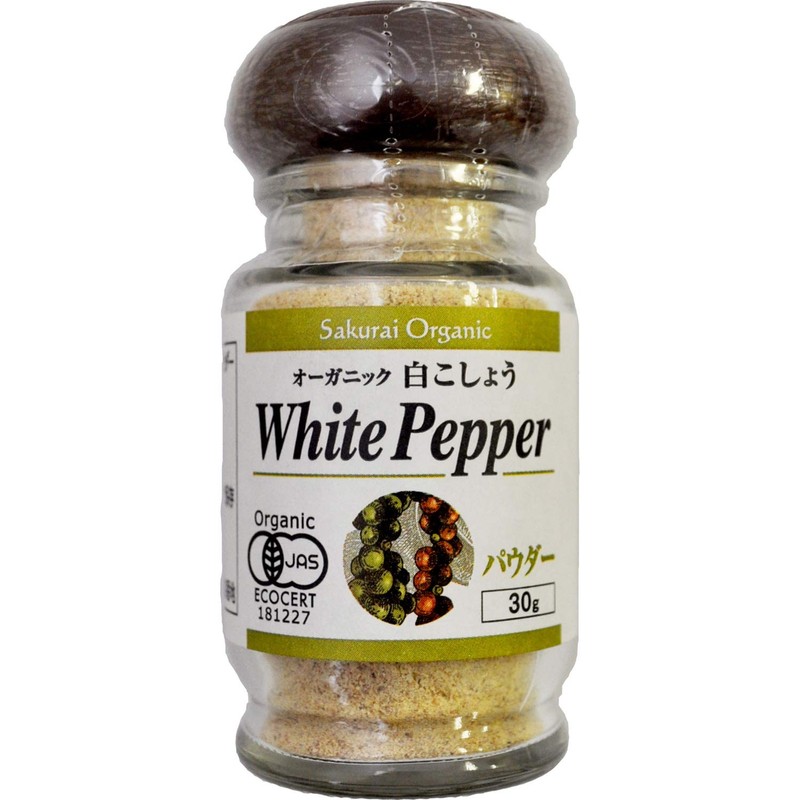 Sakurai Foods Organic White Pepper (Powder) Bottle, 1.1 oz (30