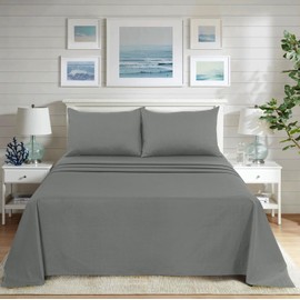 CHARKHAH Polycotton Flat Sheets with Single Double King Size Bed Ultra Soft Plain Top Sheet Dyed in Trendy Colors Hotel Collection Sheets Ideal for Winter & Summer Bedding (Grey, Single)