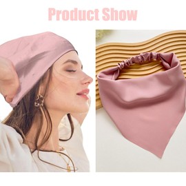 Funlovin Hair Scarf Bandana Headband for Women Scarf Headbands Silk Kerchief Headband Non Slip Elastic Hair Band Black/Floral/Pink/Green/Blue