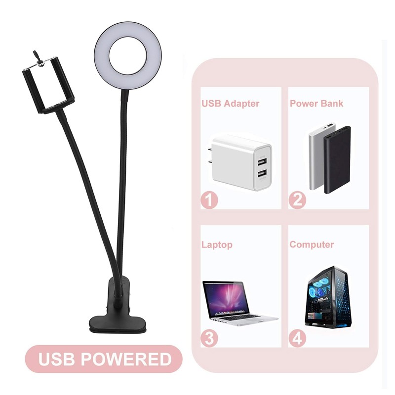 Ring Light 3.5 Inch Selfie Makeup Fill Light Double Bracket