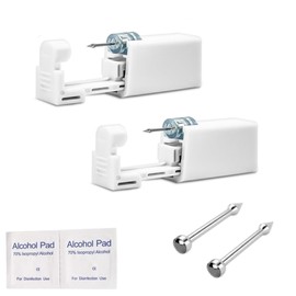 TAOJIANGYAOYAO 6 Pieces Disposable Piercing Kit Nose, Nose Piercing Gun Kit, With 2 Nose Studs, 2 Self Tapping Guns, Including 2 Alcohol Pads (black)