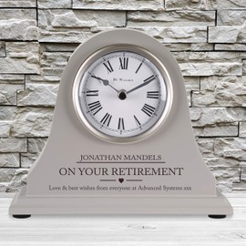 De Walden Retirement Gift for a Man Engraved Grey Mantel Clock Colleague Gifts