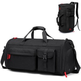 TAIHOYIN Travel Garment Bag Backpack for Men with Shoes Compartment 3 in 1 Carry on Suit Bag Large Convertible Hanging Garment Bag for Business Traveling Weekender Women, Black