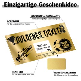 KAOTPO Voucher to Fill Yourself with Scratch Cards, Golden Ticket with Scratch Cards to Write Yourself, Gifts for Women, Travel Voucher (Pack of 3, Football Awards)