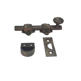 QCAA Solid Brass Dutch Door Bolt, 4", Antique Brass, Made in Taiwan, 2 Pack