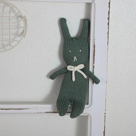 LAWKUL Baby Soft Toys 100% Cotton Bunny Rabbit Knit Toy Suitable from Birth Newborn Boy Girls Dark Green