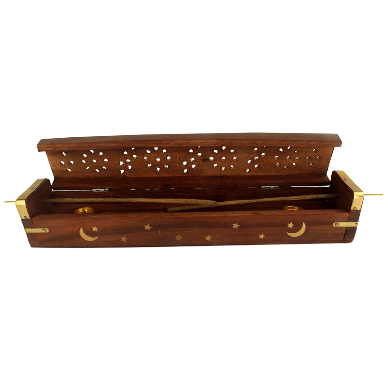 Simply essential Beautiful Handmade Wooden Brown Incense Stick Holder Box