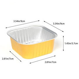 RUIFEN 50 Pack Disposable Aluminum Foil Baking Pans, Reusable Baking Pans for Dessert Cakes and Baked Goods, Commercial Takeaway Containers(Square,2.81 * 2.81 * 1.45 Inches)