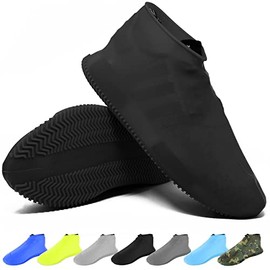 BAYI -Waterproof Shoe Cover Rain Shoe Covers Reusable Silicone Magic Shoe Running Cover Rubber Protector (Small, Black)