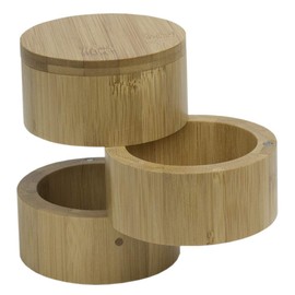 Home Basics Bamboo Swivel Salt Box with Magnetic Lid, Natural Honey (3 Tier)