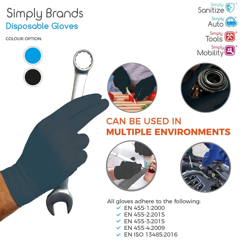 Black medical grade Nitrile gloves - Strong, Multi-Purpose, Powder Free
