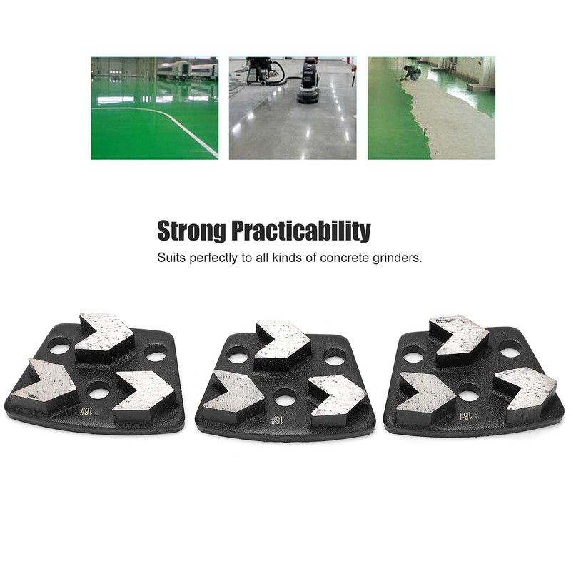 3 x Diamond Grinding Shoes, 16# Black Trapezoidal Diamond Grinder