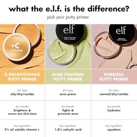 e.l.f Cosmetics C-Bright Putty Primer, prebase de maquillaje para iluminar y unificar el tono de la piel, maquillaje de agarre, enriquecido con...    