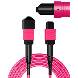 VANDESAIL OM4 MPO/MTP Fiber Patch Cable 1.5M/5FT, 12 Core Strand 40G/100G/200G,UPC Type B Female LSZH–50/125μm Multimode MPO Fiber for QSFP+/QSFP28 Transceivers (OM3/ 8 Core Compatiable)