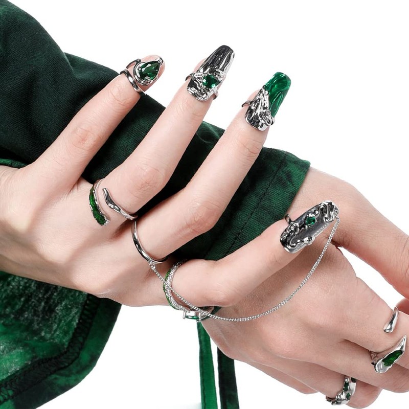 Women's Fingertip Nail Rings, Adjustable Opening Nail Art Charms Accessories,