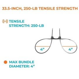 Zip Tie Hand Cuffs, Black, 250-lb Tensile Strength, 33.5-inch, 5-Pack, USA