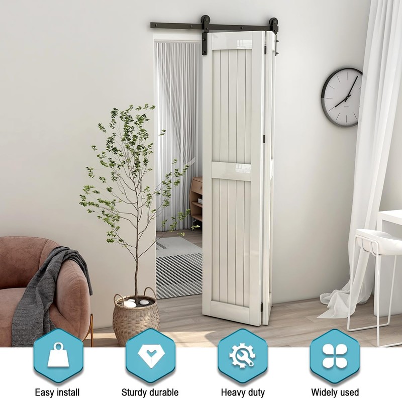 AONAYIOA 36"/3FT Bi-Folding Sliding Barn Door Hardware Kit for 2