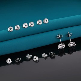 Catinee14K Earring Backs,6 Pairs 925 Sterling Silver Earring Backs for Droopy Ears,Adjustable Hypoallergenic Earring Backs for Studs Earrings(White)