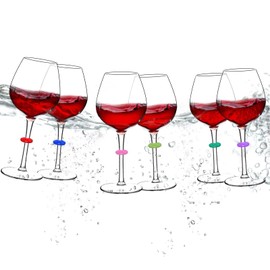 Floating Wine Glasses for Pool with Charms Tags, Pool accessories for adults, Shatterproof Poolside Wine Glasses, Unbreakable Wine Cup & BPA-free (16 Oz, Set of 6)