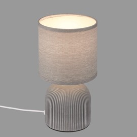 BRILONER - Table Lamp with Fabric Shade, Cable Switch, Ceramic Base, Lamp, Bedside Lamp, Table Lamp, Decorative Lamp, Hallway, Office Lamp, Reading Lamp, Living Room, Bedroom, 15 x 28 cm (DxH), Grey