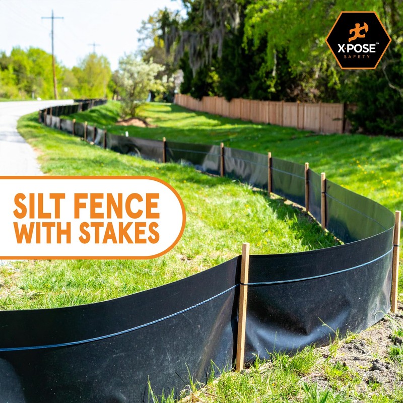 Xpose Safety Silt Fence 3' x 100' with 11 Stakes