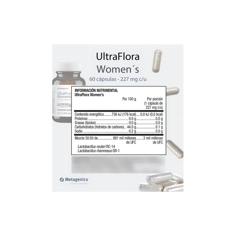 Metagenics Ultraflora Womens 30 Caps Suplemento Probiótico Sin Sabor