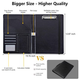 BFDHGQZC Cow Flower Padfolio Folder with Clipboard,Portfolios Organizer Clipboards with Storage Clipboard Writing Pad PU Leather Conference Document Organizer with Business Card Holder