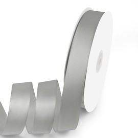 Quhora 1" x 100 Yards Satin Ribbon - Silver Silk Ribbon with Spool - Ideal for Gift Wrapping, Floral Bouquets, Crafts, Wedding Party Decorations, Christmas and Sewing Projects