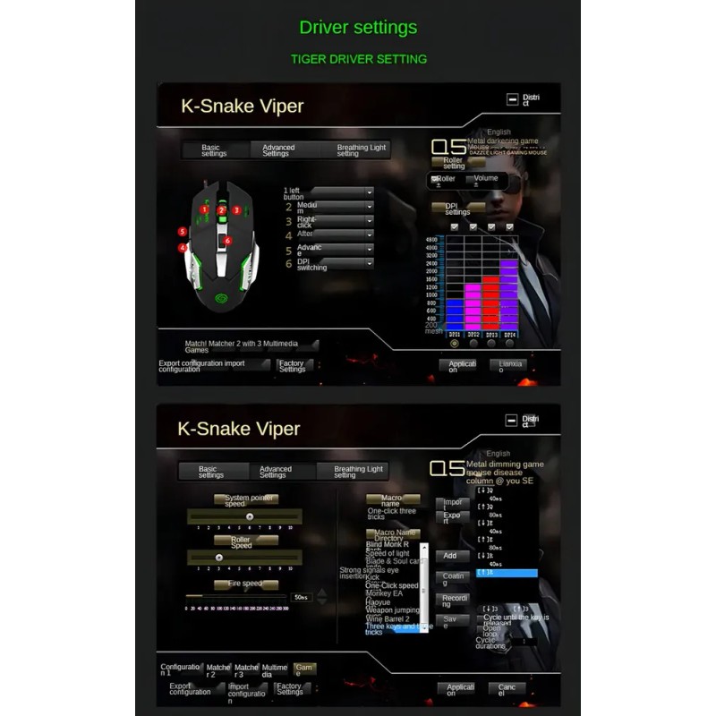Mouse Gamer K-Snake Q5 con 6 Botones, 3200 dpi y