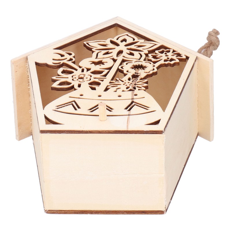 2Pcs Bird House with Warm Light Hollow Flowers Patterns Bird