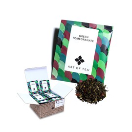Art of Tea | Organic Green Pomegranate Tea| 50 Eco Friendly Pyramid Tea Bag Sachets